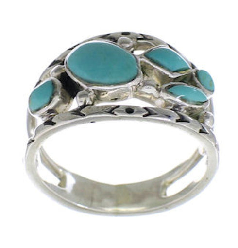 Southwestern Turquoise Sterling Silver Ring Size 6-3/4 TX40198